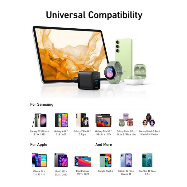 Comprar ANKER ANK-312-WCHARGER-25W1C-B Anker - Cargador USB - Potencia 25W - Carga rápida  - Salida USB-C - Color negro ANK-312-