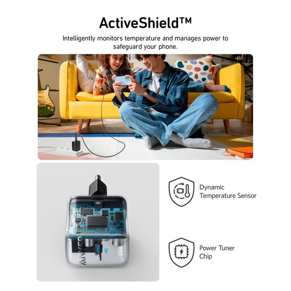 Anker Ank-312-Wcharger-25w1c-B Anker - Carregador USB - 25W Potência - Corte rápida - PROPUTAÇÃO USB-C - cor preta