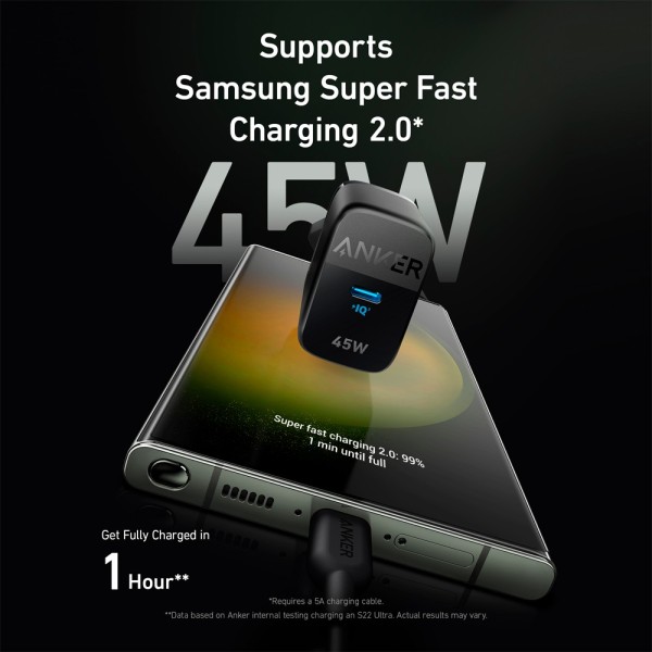 Acheter ANKER ANK-313-WCHARGER-45W1C-B Anker - Chargeur USB - Puissance 45 W - Charge rapide - Sortie USB-C - Couleur noire