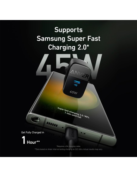 Anker Ank-313-Wcharger-45w1c-B Anker - Carregador USB - 45W Power - Carregamento rápido - Saída USB-C - Preto