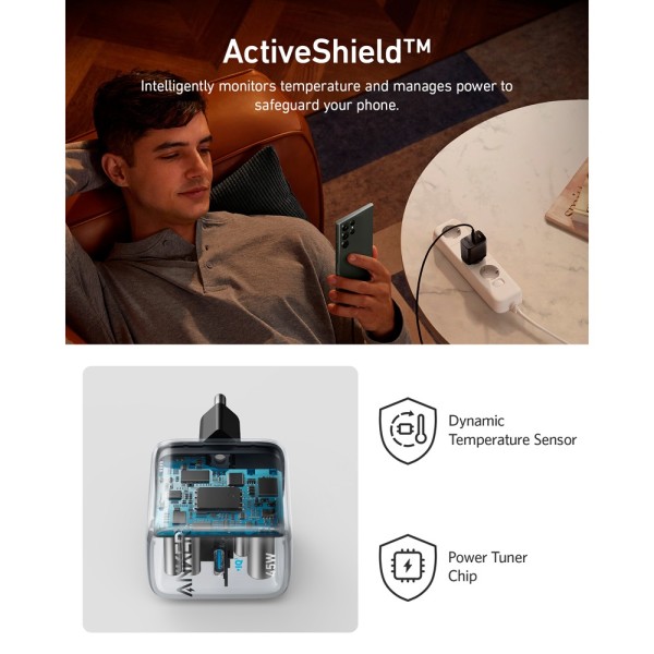 Anker Ank-313-Wcharger-45w1c-B Anker - Carregador USB - 45W Power - Carregamento rápido - Saída USB-C - Preto