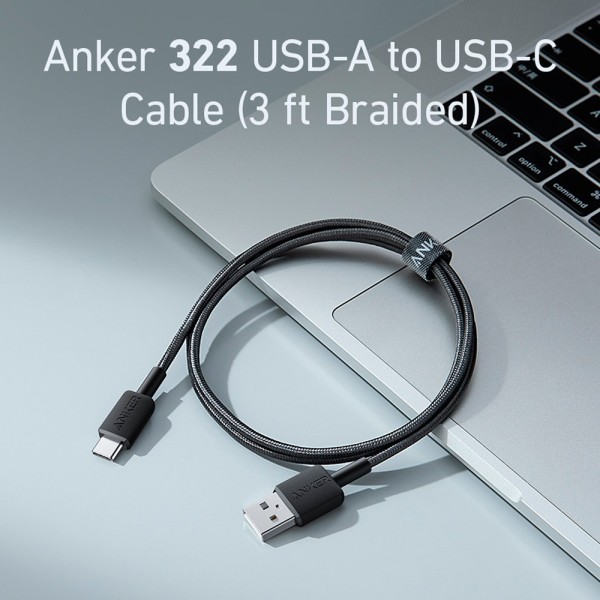 Anker Ank-322-USBA-USBC-90-B Anker - USB2.0 Cable - USB-A para USB-C - Cabo de nylon trançado - comprimento 0.9m - carga rápida