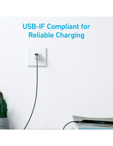 Anker Ank-322-USBA-USBC-90-B Anker - USB2.0 Cable - USB-A para USB-C - Cabo de nylon trançado - comprimento 0.9m - carga rápida