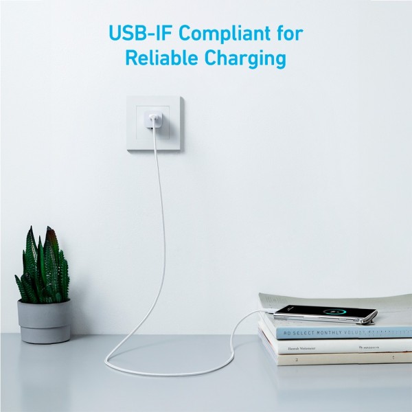 Anker Ank-322-USBA-USBC-90-W Anker - USB2.0 Cable - USB-A para USB-C - Cabo de nylon trançado - comprimento 0.9m - carga rápida