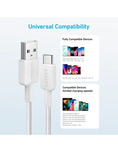 Acheter ANKER ANK-322-USBA-USBC-90-W Anker - Câble USB 2.0 - USB-A vers USB-C - Câble en nylon tressé - Longueur 0.9m - Charge r