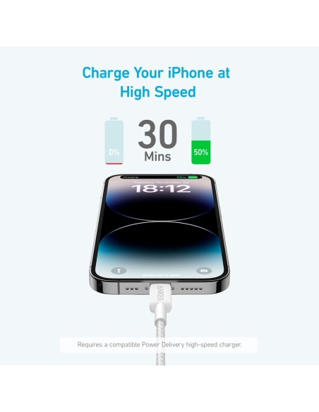 Comprar ANKER ANK-322-USBC-LGT-90-W Anker - Cable USB2.0  - USB-C a Lightning - Cable de nylon trenzado - Longitud 0.9m - Carga 