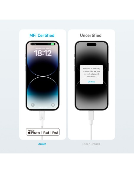 Comprar ANKER ANK-322-USBC-LGT-90-W Anker - Cable USB2.0  - USB-C a Lightning - Cable de nylon trenzado - Longitud 0.9m - Carga 