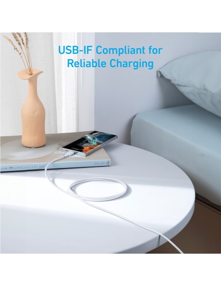 Anker Ank-322-USBC-USBC-180-W Ancer - USB2.0 Cable - Cabo USB-C-C - Cabo de nylon trançado - Comprimento 1.8m - carga rápida 60w