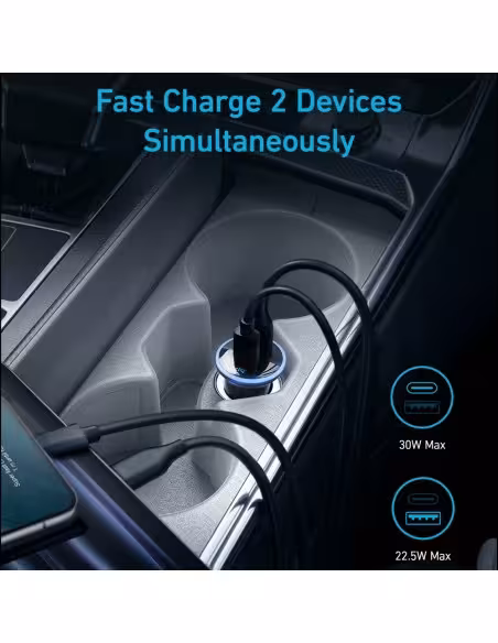 Kaufen ANKER ANK-323-CCHARGER-53W1A1C-B Anker – Auto-Zigarettenanzünder – Leistung 52,5 W – Schnellladen 30 W | PowerIQ 3.0-Tech