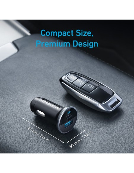 Anker Ank-323-Ccharger-53W1A1C-B Anker - Acendedor do carro - Power 52.5W - Carga rápida 30W | Tecnologia PowerIQ 3.0 - Saídas d