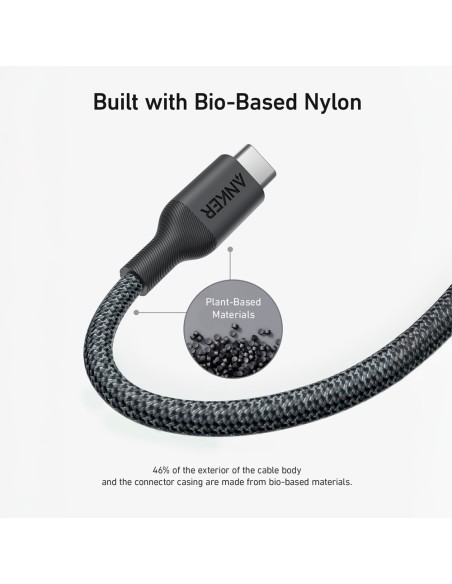 Anker Ank-544-USBC-USBC-180-B Anker - USB2.0 Cabo USB-C - Cabo Torcido Bio-Nylon - Comprimento 1.8m - cor preta
