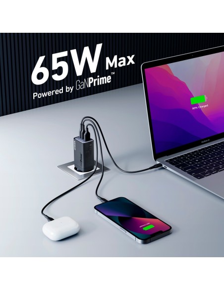 Anker Ank-735-Wcharger-65W1A2C-B Anker - Carregador USB - 65W PODER | Com a tecnologia Ganprime - cobrança rápida - 1x USB-A