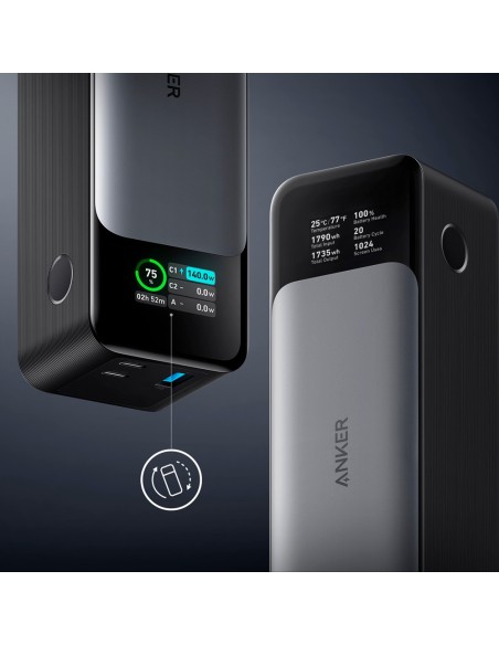 Comprar ANKER ANK-737-POWERCORE-B Anker Power bank con pantalla digital - Capacidad 24000mAh  - Entrada USB-C - Salidas 2x USB-C