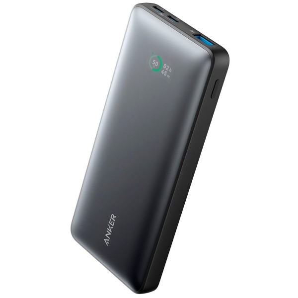 Anker Ank-A1249-B Anker Power Bank com tela - 10000mAh Capacity - Entradas de cabos integradas, Porta USB-C - Saída: 2xUSB-C