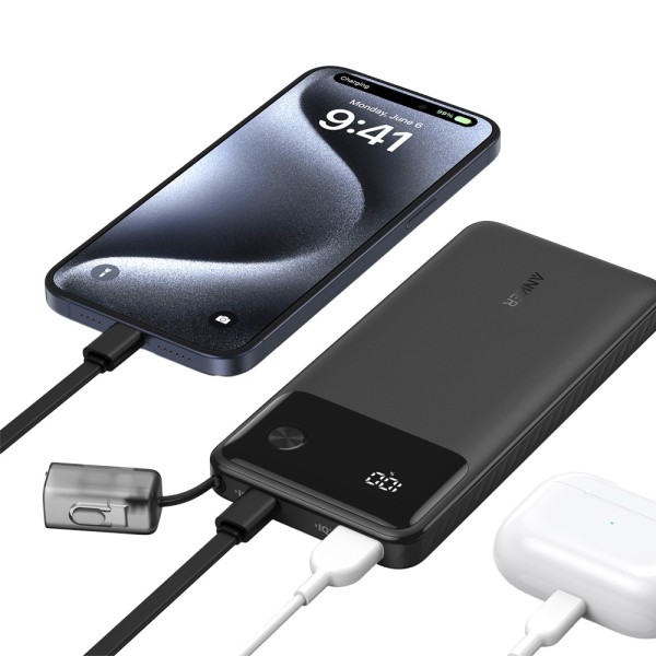 Comprare ANKER ANK-A1388-B Power bank Anker con display - Capacità 10000mAh - Ingressi USB-C - Uscite USB-A, 2x USB-C - Ricarica