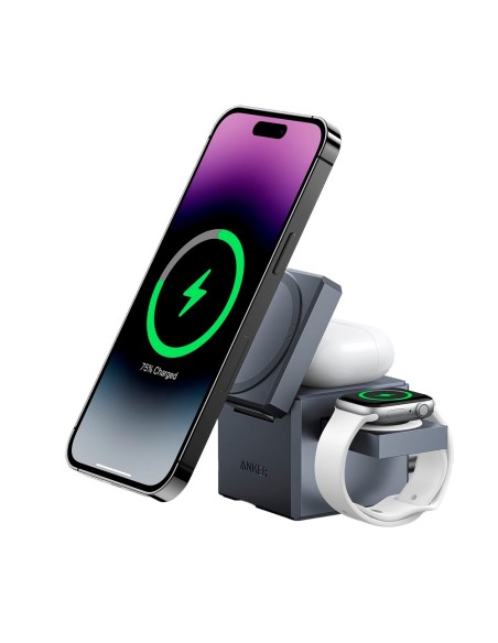 Comprar ANKER ANK-CUBE-3-IN-1-G Anker - Cargador inalámbrico 3 en 1 - Tecnología Magsafe - Carga rápida para iPhone, Airpods y A