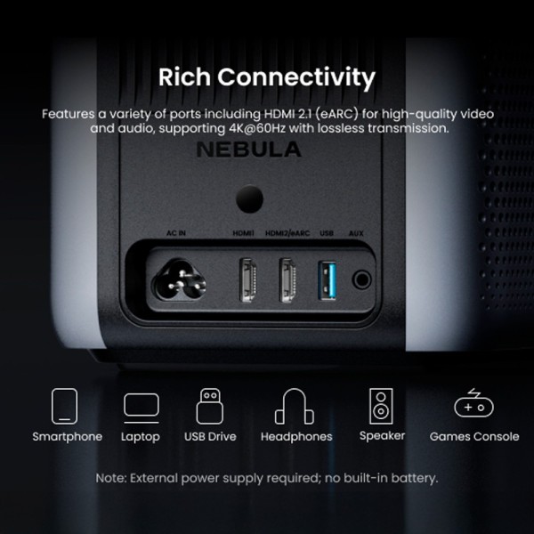 Comprar NEBULA ANK-NEBULA-COSMOS-4KSE-B Nebula Cosmo 4K SE Proyector - Conexion WiFi / SO Google TV - Luminosidad 1800 Lúmenes -