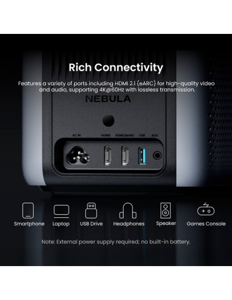 Comprar NEBULA ANK-NEBULA-COSMOS-4KSE-B Nebula Cosmo 4K SE Proyector - Conexion WiFi / SO Google TV - Luminosidad 1800 Lúmenes -