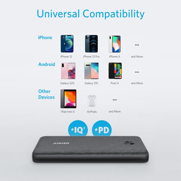 Comprar ANKER ANK-POWERCORE3-SENSE-B Anker Power bank con LEDs de carga - Capacidad 10000mAh  - Entradas USB-C - Salidas USB-C, 