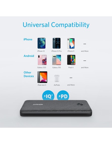 Comprar ANKER ANK-POWERCORE3-SENSE-B Anker Power bank con LEDs de carga - Capacidad 10000mAh  - Entradas USB-C - Salidas USB-C, 