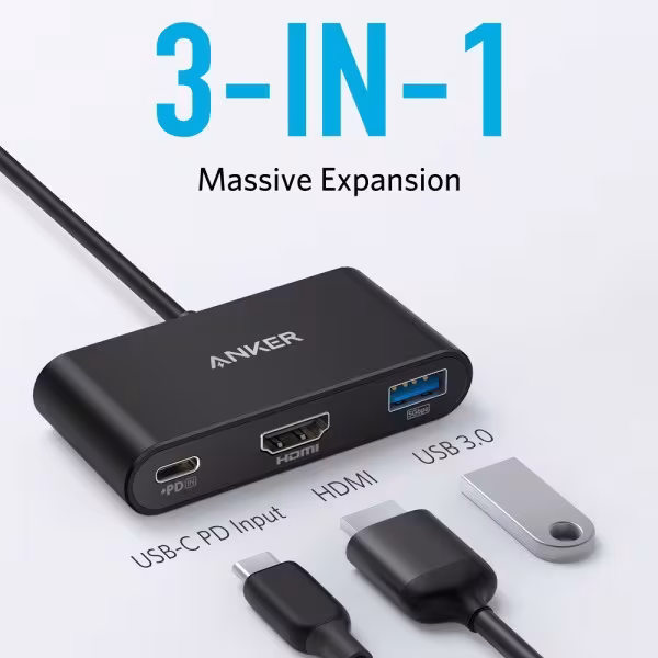 Comprar ANKER ANK-POWEREXPAND-3-IN-1-G Hub USB-C 3 en 1 - Admite la carga PD100W - Transferencia de datos de 5Gbps - Admite reso