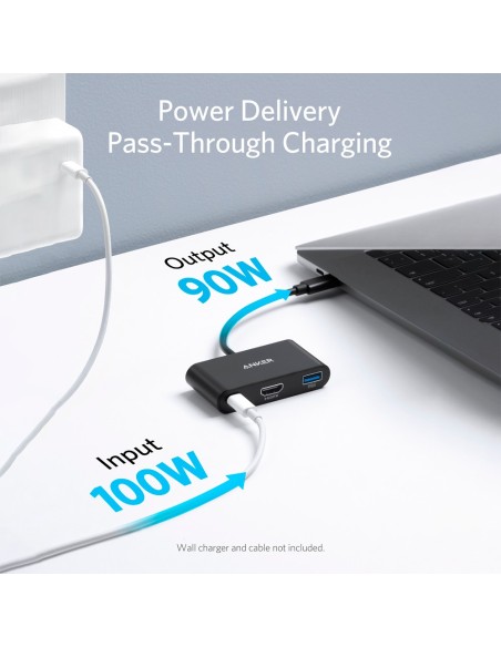 Anker Ank-PowerXPAND-3-IN-1-G Anker - USB-C 3 HUB em 1 - Suporta carga PD100W - 5Gbps Transferência de dados - Suporte