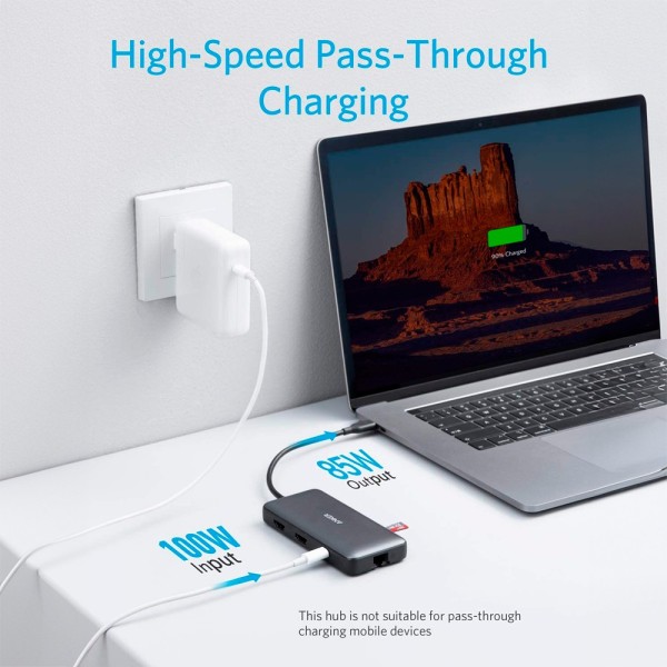 Anker Ank-PowerXPAND-8-IN-1-G Anker - USB-C HUB 8 em 1 - Suporta PD100W - Transferência de dados de 5Gbps - suporta Reso