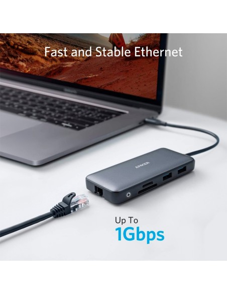 Anker Ank-PowerXPAND-8-IN-1-G Anker - USB-C HUB 8 em 1 - Suporta PD100W - Transferência de dados de 5Gbps - suporta Reso