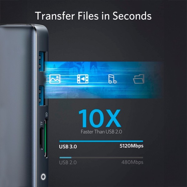 Comprar ANKER ANK-POWEREXPAND-8-IN-1-G Anker - Hub USB-C 8 en 1 - Admite la carga PD100W - Transferencia de datos de 5Gbps - Adm