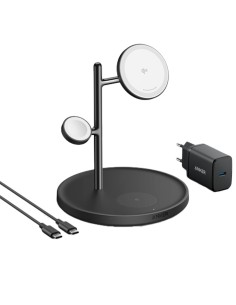 Acheter ANKER ANK-SWCHARGER-3-IN-1-B Chargeur sans fil 3-en-1 Anker - Technologie MagGo - Charge rapide : iPhone, AirPods, Apple