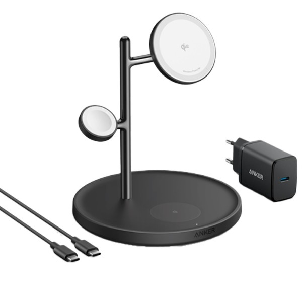 Comprar ANKER ANK-SWCHARGER-3-IN-1-B Cargador inalámbrico 3 en 1 Anker - Tecnología MagGo - Carga rápida: iPhone, Airpods, Apple