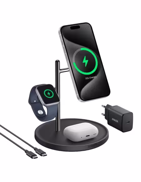 Kaufen ANKER ANK-SWCHARGER-3-IN-1-B 3-in-1 kabelloses Ladegerät von Anker – MagGo-Technologie – Schnellladen: iPhone, AirPods, A