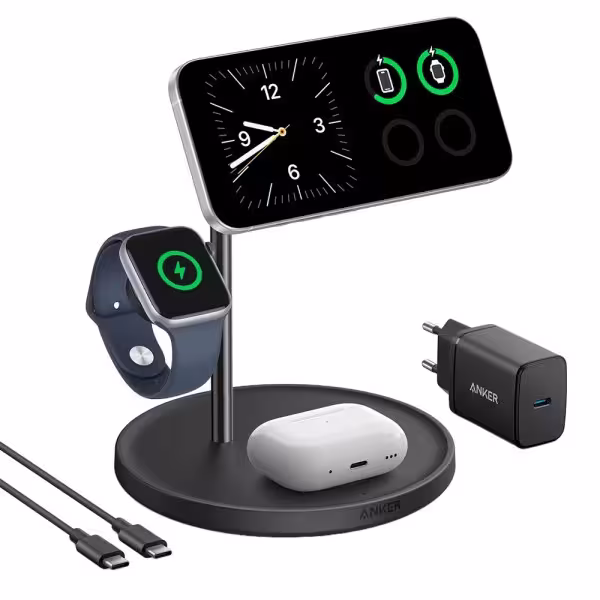 Kaufen ANKER ANK-SWCHARGER-3-IN-1-B 3-in-1 kabelloses Ladegerät von Anker – MagGo-Technologie – Schnellladen: iPhone, AirPods, A