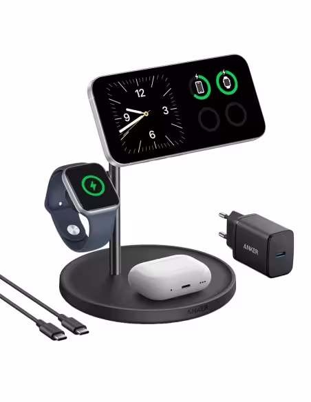 Kaufen ANKER ANK-SWCHARGER-3-IN-1-B 3-in-1 kabelloses Ladegerät von Anker – MagGo-Technologie – Schnellladen: iPhone, AirPods, A