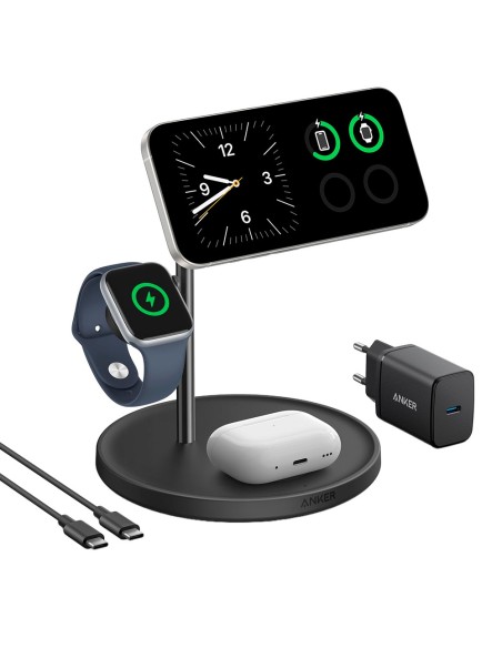 Anker Ank-Swcharger-3-in-1-B Carregador sem Fio 3 em 1 Anker - MagGo Technology - Custo Rápido: iphone, Airpods, Apple Watch -