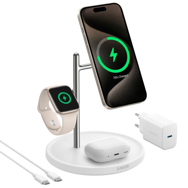 Anker Ank-Swcharger-3-in-1-W Carregador sem fio 3 em 1 Anker - Tecnologia da MaggGa - Rápido Cargo: iphone, Airpods, Apple Watch