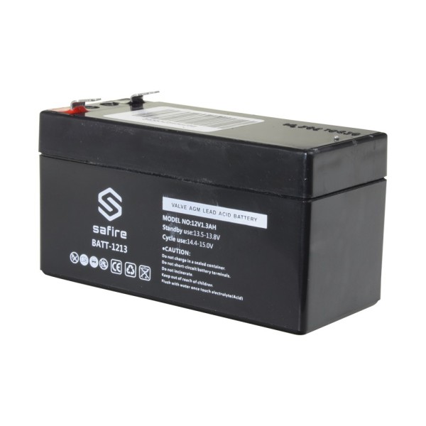 Acheter SAFIRE BATT-1213 Batterie rechargeable - Technologie plomb-acide AGM - Tension 12 V - Capacité 1,3 Ah - 58 x 97 x 65 mm 