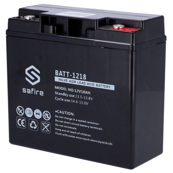 Comprar SAFIRE BATT-1218 Batería recargable - Tecnología plomo ácido AGM - Voltaje 12 V - Capacidad 18 Ah - 168 x 181 x 77 mm / 