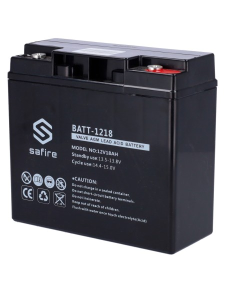 Safire Batt-1218 bateria recarregável - tecnologia de ácido ácido de chumbo - tensão 12 V - capacidade 18 ah - 168 x 181 x 77 mm