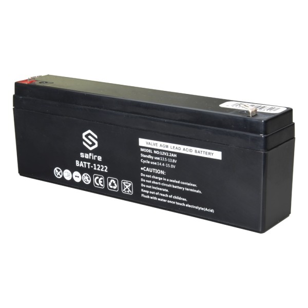 Comprar SAFIRE BATT-1222 Batería recargable - Tecnología plomo ácido AGM - Voltaje 12 V - Capacidad 2.2 Ah - 58 x 34 x 178 mm / 