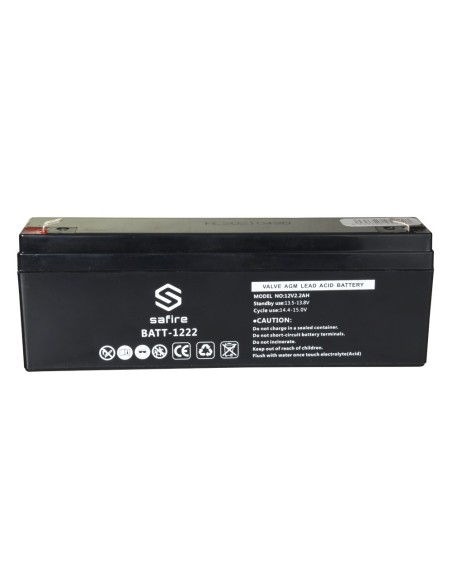 Acheter SAFIRE BATT-1222 Batterie rechargeable - Technologie plomb-acide AGM - Tension 12 V - Capacité 2,2 Ah - 58 x 34 x 178 mm