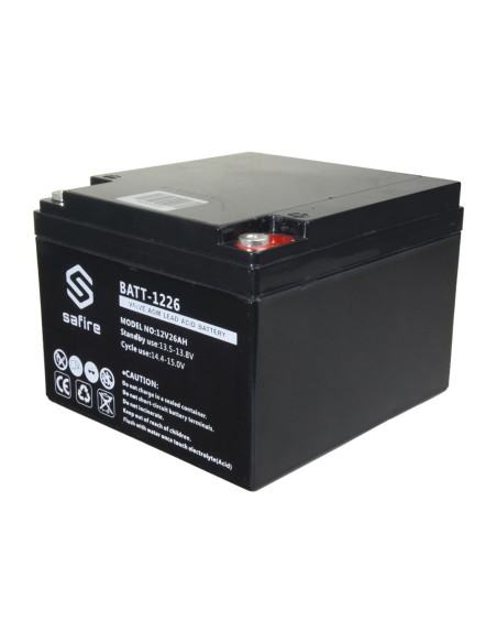 Safire Batt-1226 bateria recarregável - tecnologia de chumbo ácido agm - tensão 12 V - capacidade 26 ah - 182 x 166 x 126 mm / 8