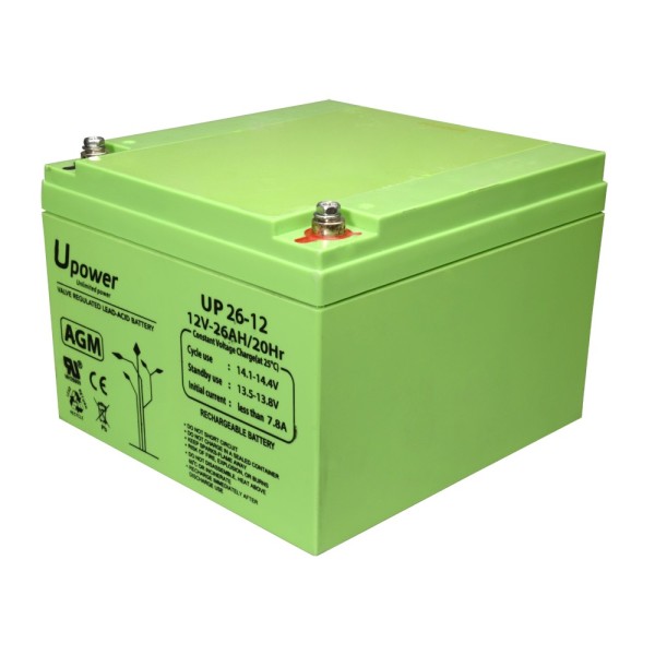 Acheter MASTER BATTERY BATT-1226-U Upower - Batterie rechargeable - Technologie plomb-acide AGM - Tension 12 V - Capacité 26,0 A
