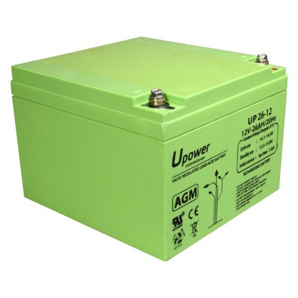 Comprar MASTER BATTERY BATT-1226-U Upower - Batería recargable - Tecnología plomo ácido AGM - Voltaje 12 V - Capacidad 26.0 Ah -