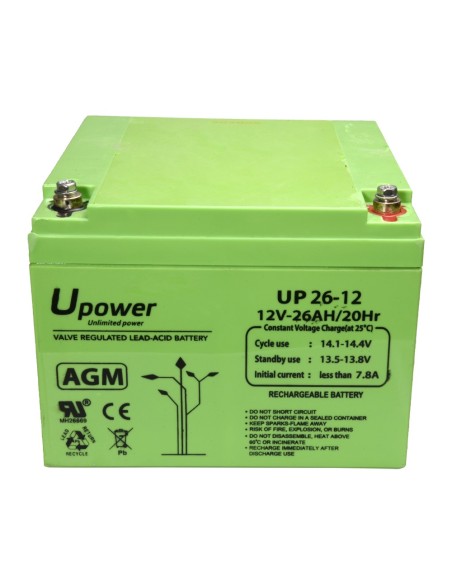 Mestre Batt Batt-1226-U UPOWER - Bateria recarregável - Tecnologia de ácido ácido de chumbo - Tensão 12 V - Capacidade 26.0 ah -