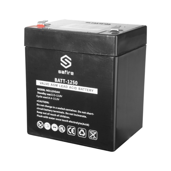 Acheter SAFIRE BATT-1250 Batterie rechargeable - Technologie plomb-acide AGM - Tension 12 V - Capacité 5,0 Ah - 105 x 90 x 70 mm