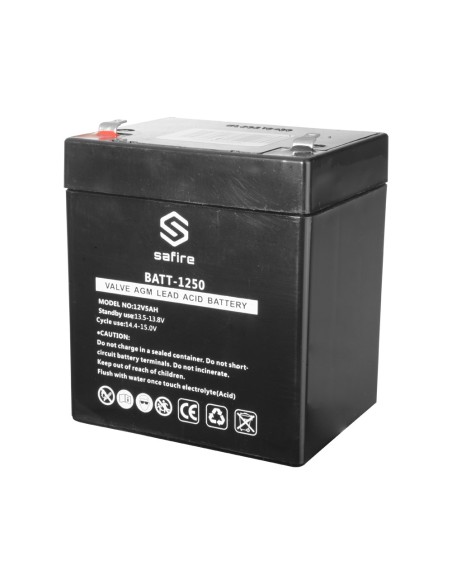 Kaufen SAFIRE BATT-1250 Wiederaufladbarer Akku – AGM-Blei-Säure-Technologie – Spannung 12 V – Kapazität 5,0 Ah – 105 x 90 x 70 m