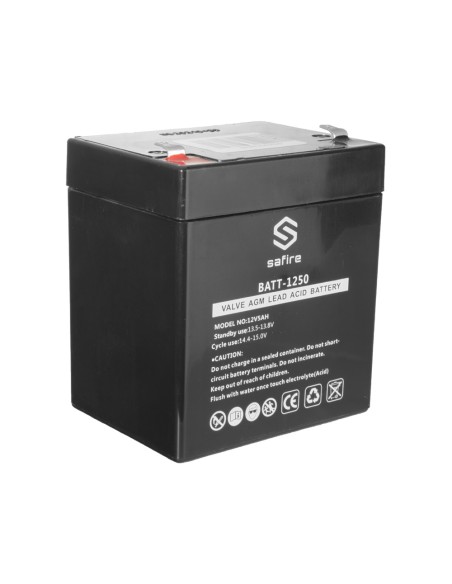Kaufen SAFIRE BATT-1250 Wiederaufladbarer Akku – AGM-Blei-Säure-Technologie – Spannung 12 V – Kapazität 5,0 Ah – 105 x 90 x 70 m