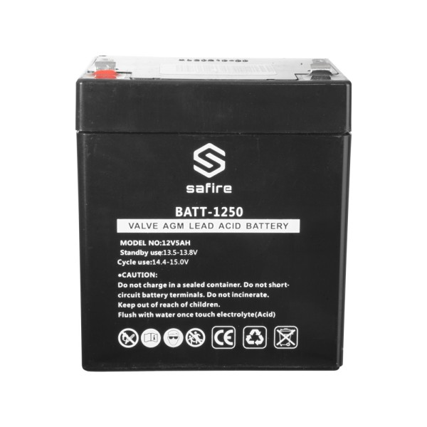Kaufen SAFIRE BATT-1250 Wiederaufladbarer Akku – AGM-Blei-Säure-Technologie – Spannung 12 V – Kapazität 5,0 Ah – 105 x 90 x 70 m
