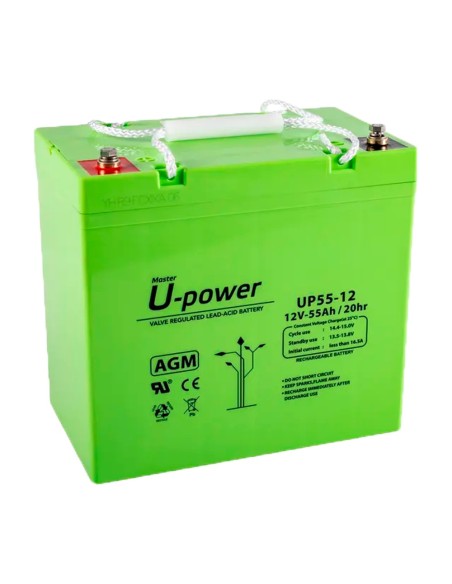 Acheter MASTER BATTERY BATT-1255-U Upower - Batterie rechargeable - Technologie plomb-acide AGM - Tension 12 V - Capacité 55 Ah 
